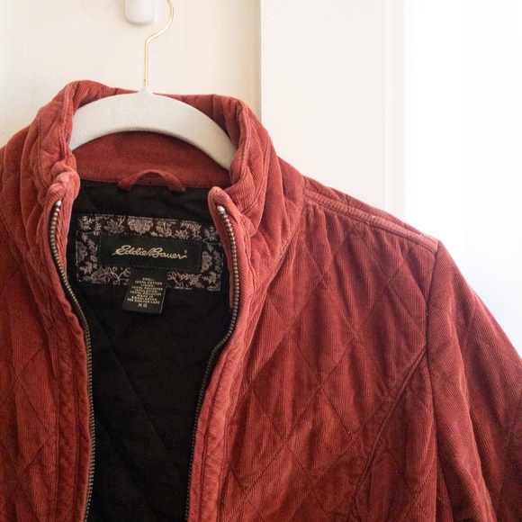 Eddie Bauer Corduroy Quilted Coral Zip-up Jacket - Picture 8 of 11